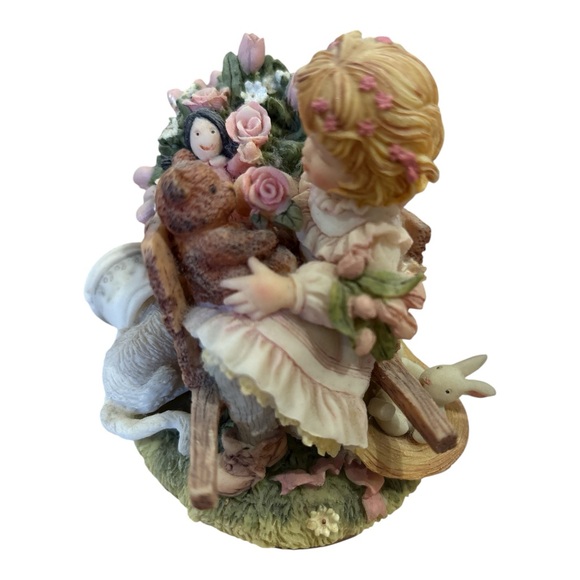 VINTAGE ENESCO LAURA'S ATTIC BY KAREN HAHN COUNTRY WAGON FLORAL & CHILD FIGURINE - Picture 4 of 8